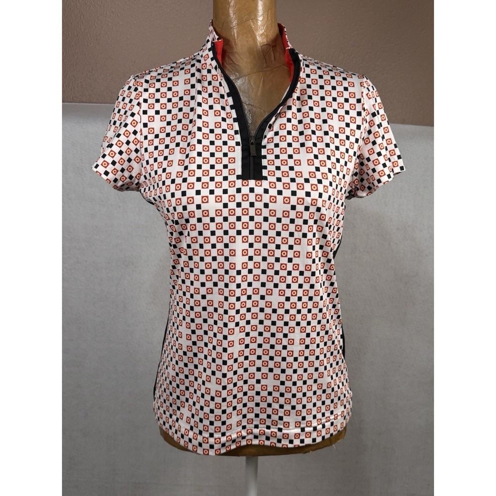 Tail Short Sleeve Polo Golf Shirt Women's Smàll Checkered Red, White, Black